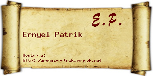 Ernyei Patrik névjegykártya